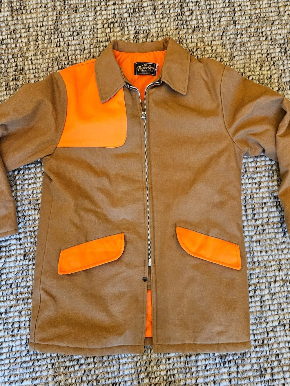 Timber King Hunting Jacket Canvas Quilted Blaze Orange Tan Size Medium